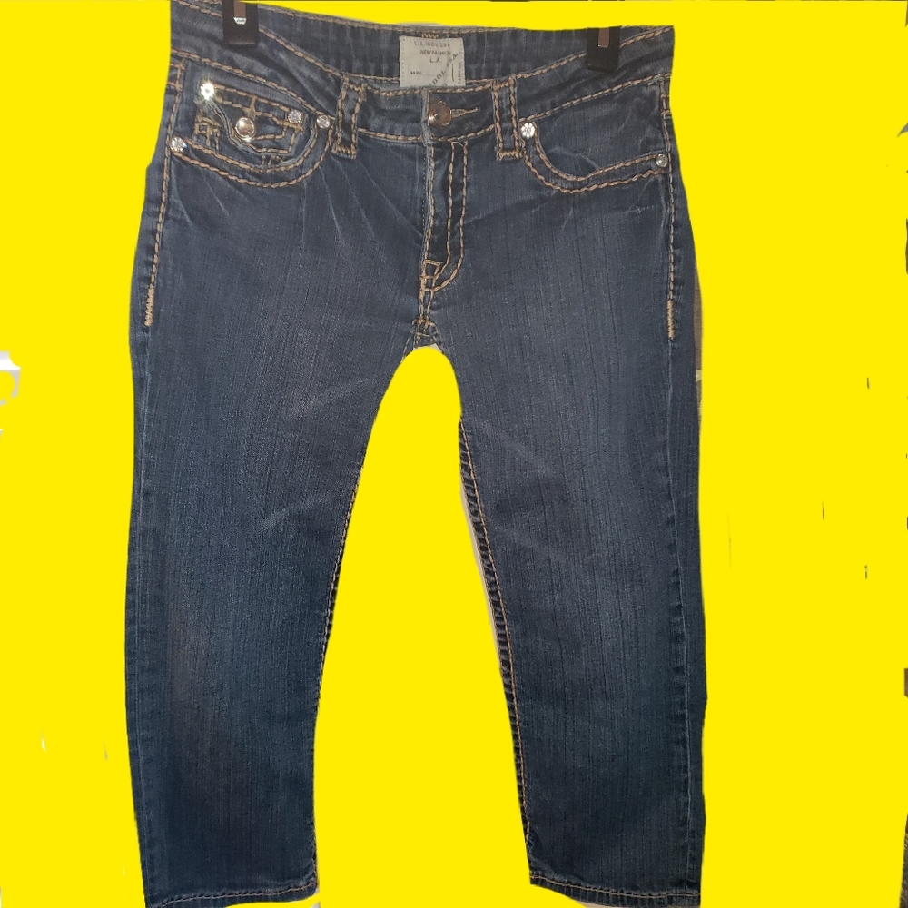 5/35 LA IDOL CROP EMBELLISHED JEANS FLAP POCKETS